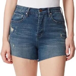 Jessica Simpson infinite distressed high-waist Denim shorts.